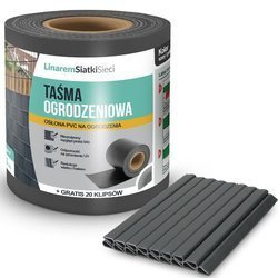 Taśma ogrodzeniowa antracyt PVC 19 cm 35mb 450g/m2 + klipsy