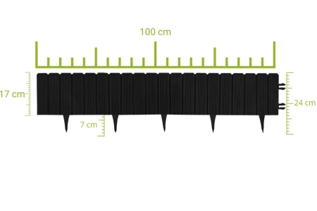 Ekopalisada ogrodowa 100 cm, wys. 17 cm Czarna