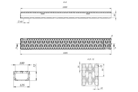 Odwodnienie liniowe Spark Easy2 DN100 z rusztem plastikowym kl. A15